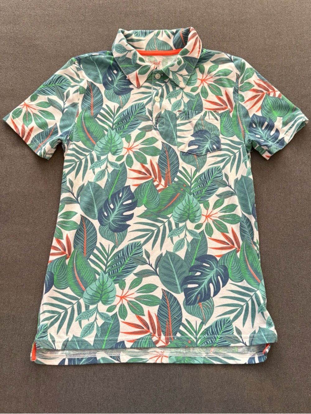 Cat & Jack Tropical Leaf Polo in Green, Teal & Coral